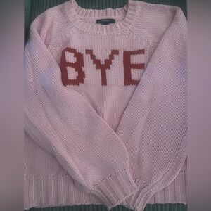 Forever 21 Light Pink Sweater with Maroon Text